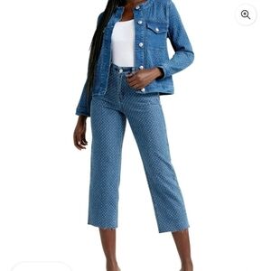 NEW Time And Tru Textured Straight Crop Denim Jeans Sz 10